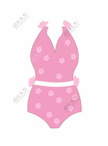 粉色小花泳衣