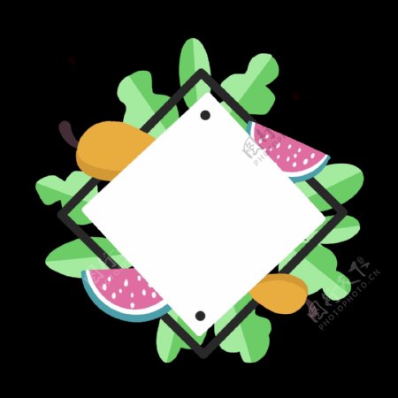 水果绿叶标题框