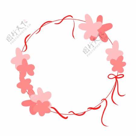 母亲节创意粉色花朵蝴蝶结边框