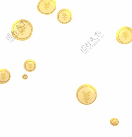 黄色金币金钱飘落