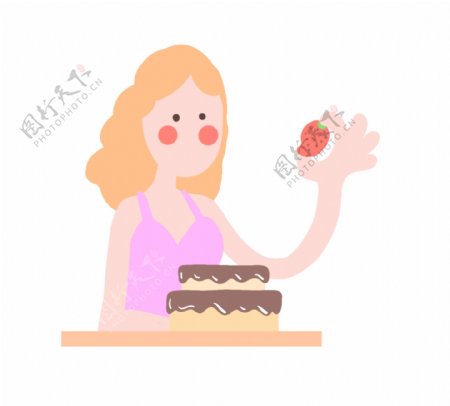 女孩和生日蛋糕