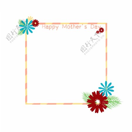 母亲节花朵方形边框