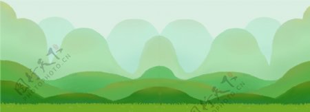 绿色的高山风景插画