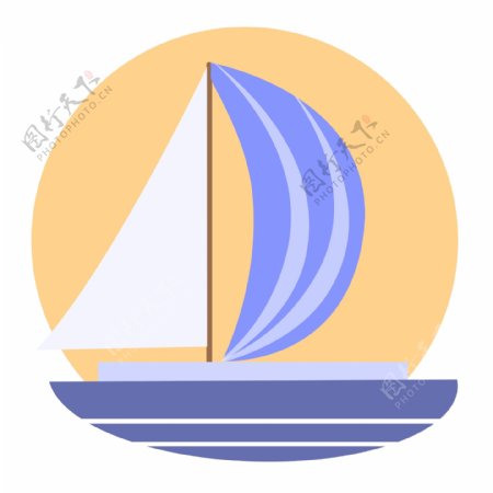 太阳蓝色帆船