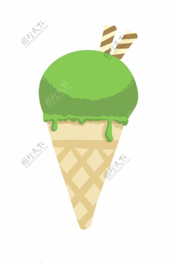 夏季绿色冰激凌PNG