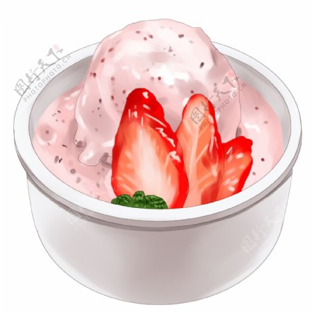 卡通草莓冰淇淋