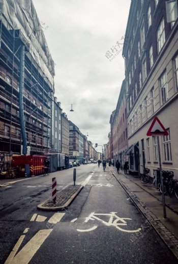 哥本哈根冬天萧瑟的街景