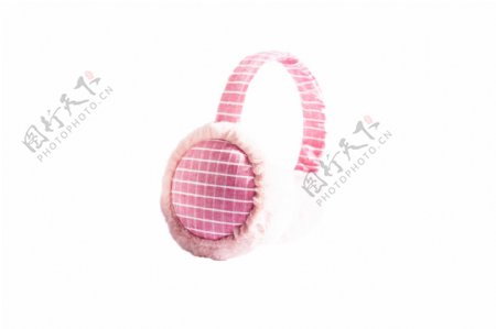粉色清新小格子耳包