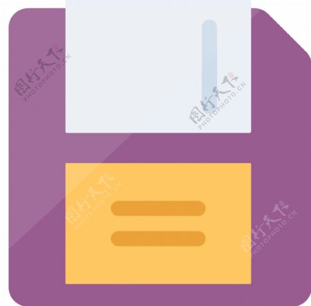 紫色创意圆角保存图标元素