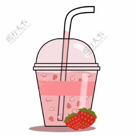 夏季冰饮草莓汁PNG图