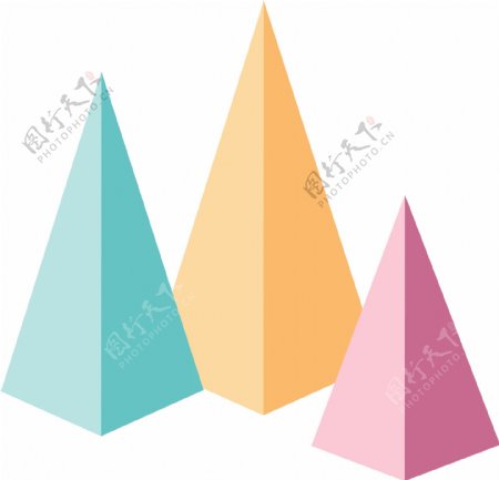 蓝粉黄色小山三角形