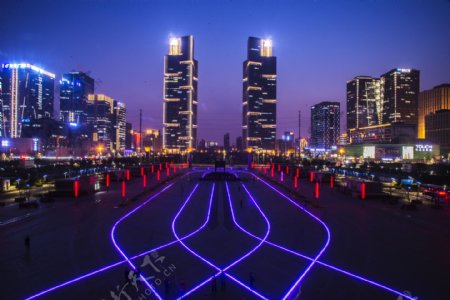 郑州城市夜景的光绘