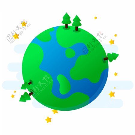 卡通世界绿色地球元素设计