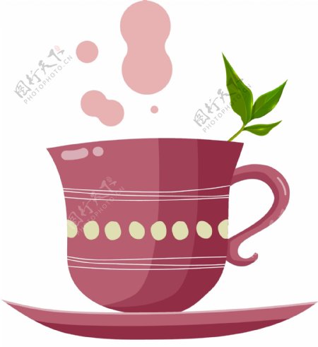 粉色的茶具茶杯插画