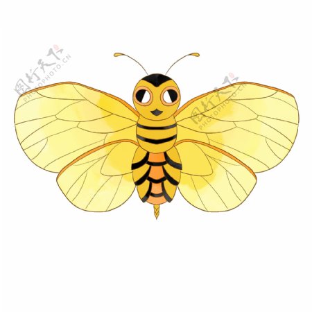 黄色的蜜蜂风筝插画