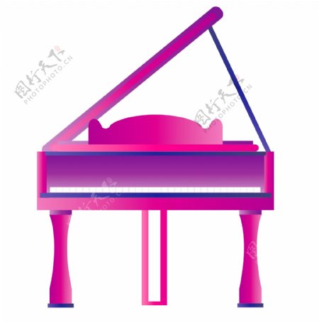 紫色钢琴卡通插画