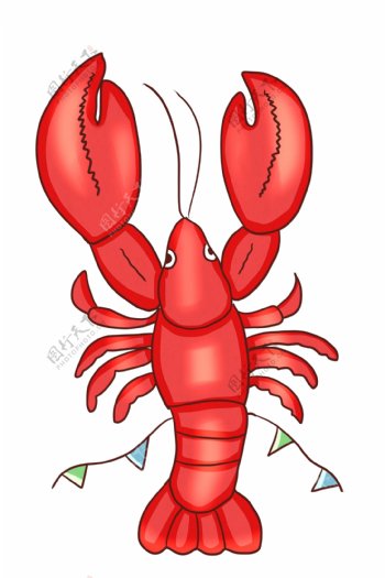 大红色的龙虾插画