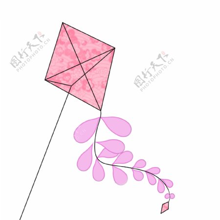粉色的飘带风筝插画