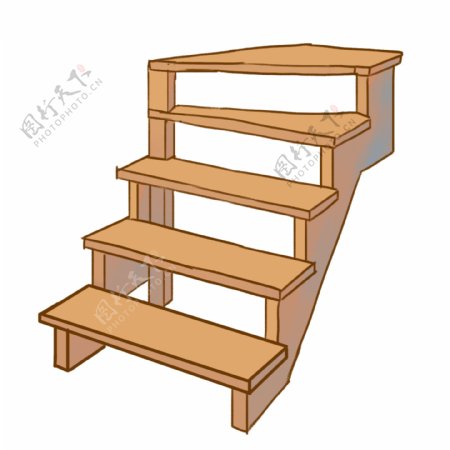 卡通木质楼梯插图