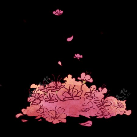 卡通花瓣樱花插图