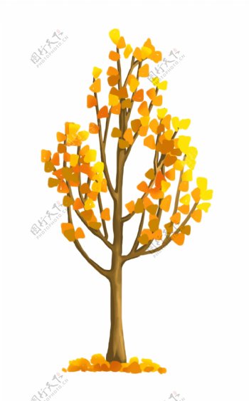黄色立体大树插图