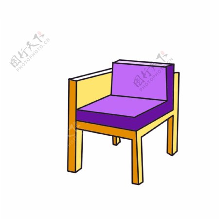 紫色靠背沙发凳插画