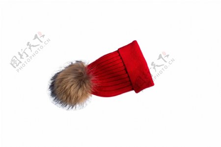 红色保暖针织帽子