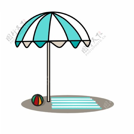夏天海边海滩遮阳伞