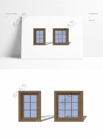 现代中式简约方形窗户