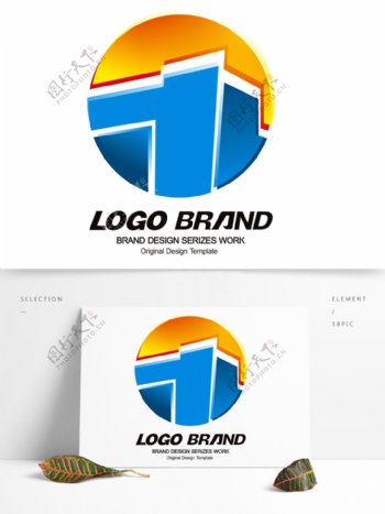 简约现代蓝黄色块公司标志LOGO设计