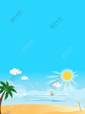 阳光沙滩椰子树广告背景