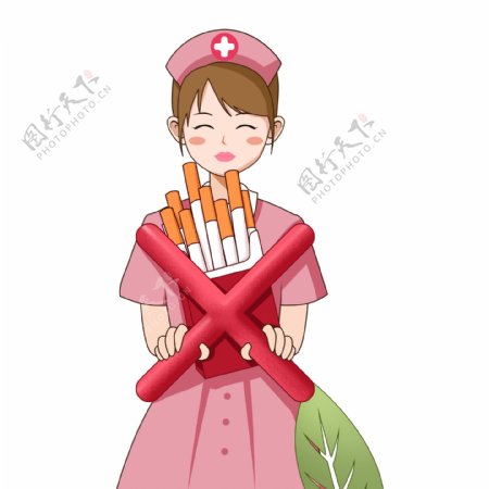 手绘宣传禁烟的小护士
