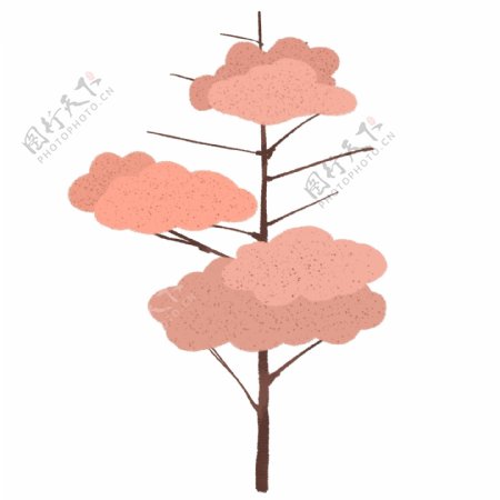 小清新粉色手绘树