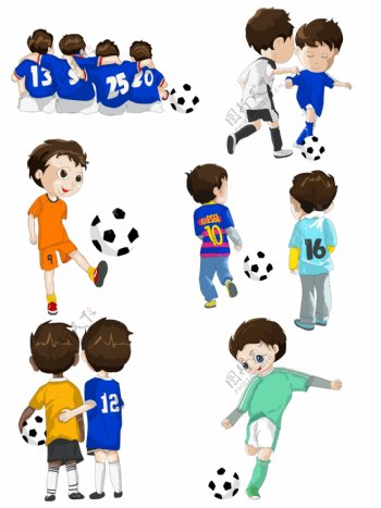 儿童踢足球玩耍套图6张