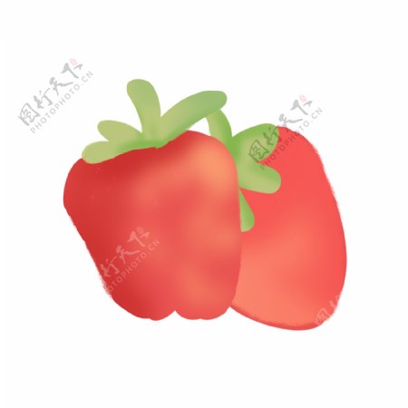 手绘新鲜草莓水果插画素材