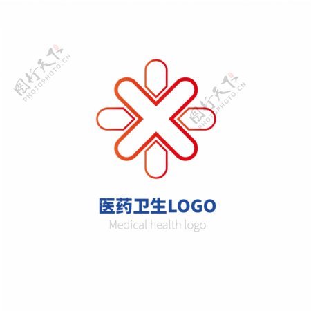 红色简约医药卫生logo