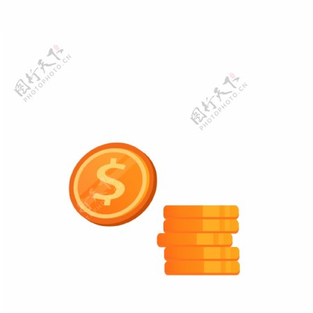 橙色的硬币免抠图