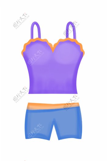 紫色吊带泳衣