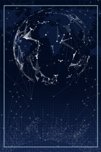 科技地球蓝色电子海报背景
