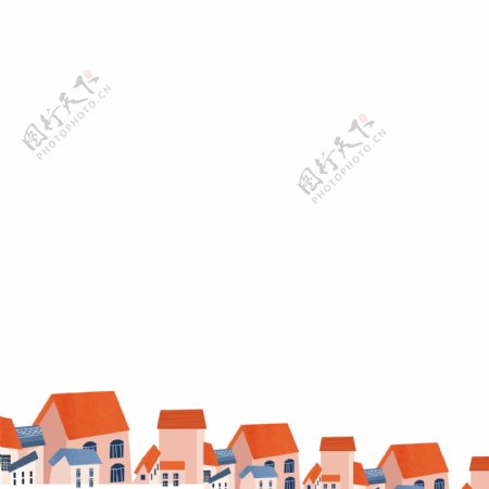 一排别墅房子图案元素