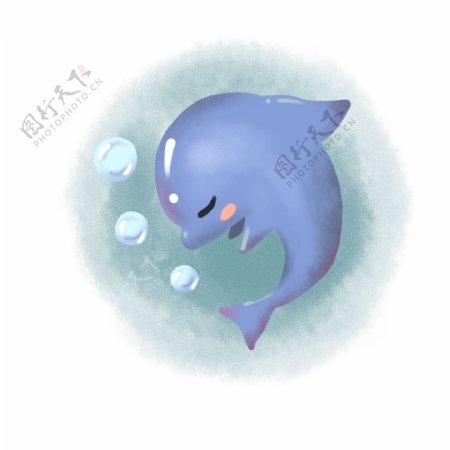 可爱小海豚吹泡泡