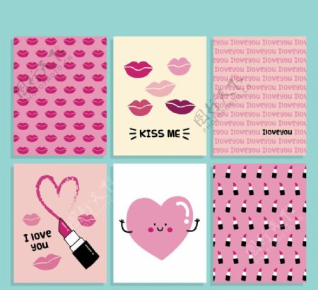 6款可爱情人节卡片矢量素材