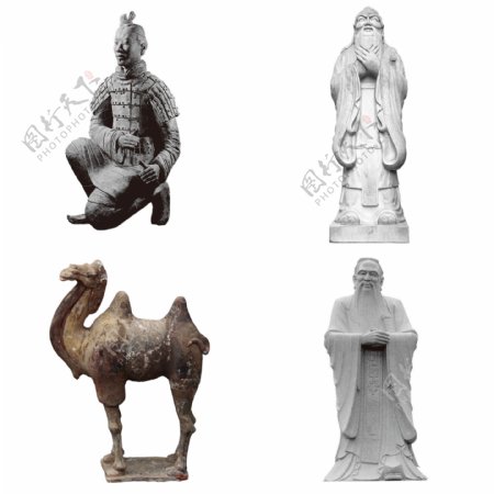 雕塑兵马俑孔子骆驼