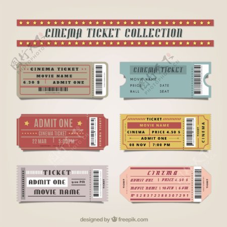 6款创意复古电影票设计