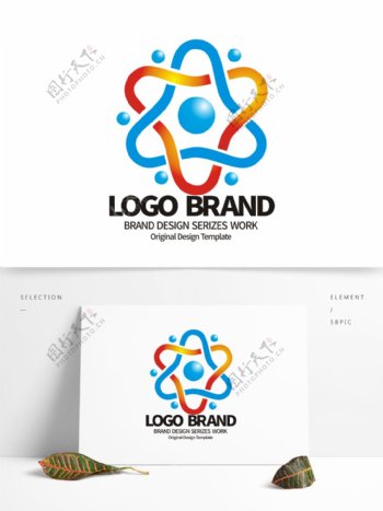 创意红蓝纽带L字母公司LOGO标志设计