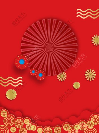 喜庆红色中国风节日背景