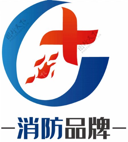 蓝色渐变消防logo