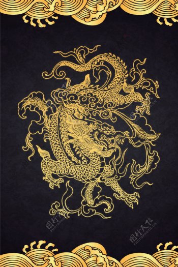 中国风传统龙花纹
