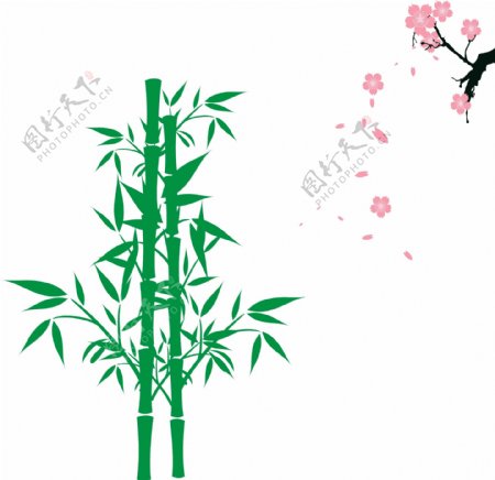 日本旅游设计竹子樱花