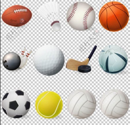 11种体育运动球类PN免扣素材